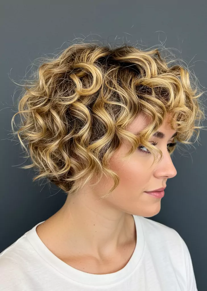California Blonde Balayage on Short Curls