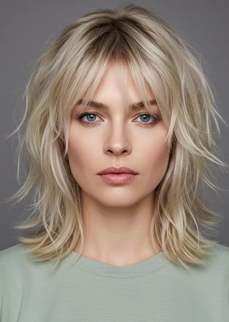 California Blonde Shag with Wispy Bangs
