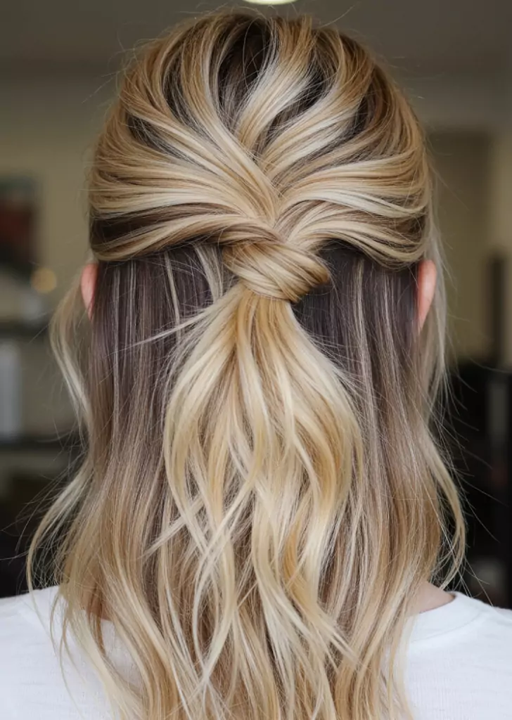 California Blonde with a Tousled Top Knot