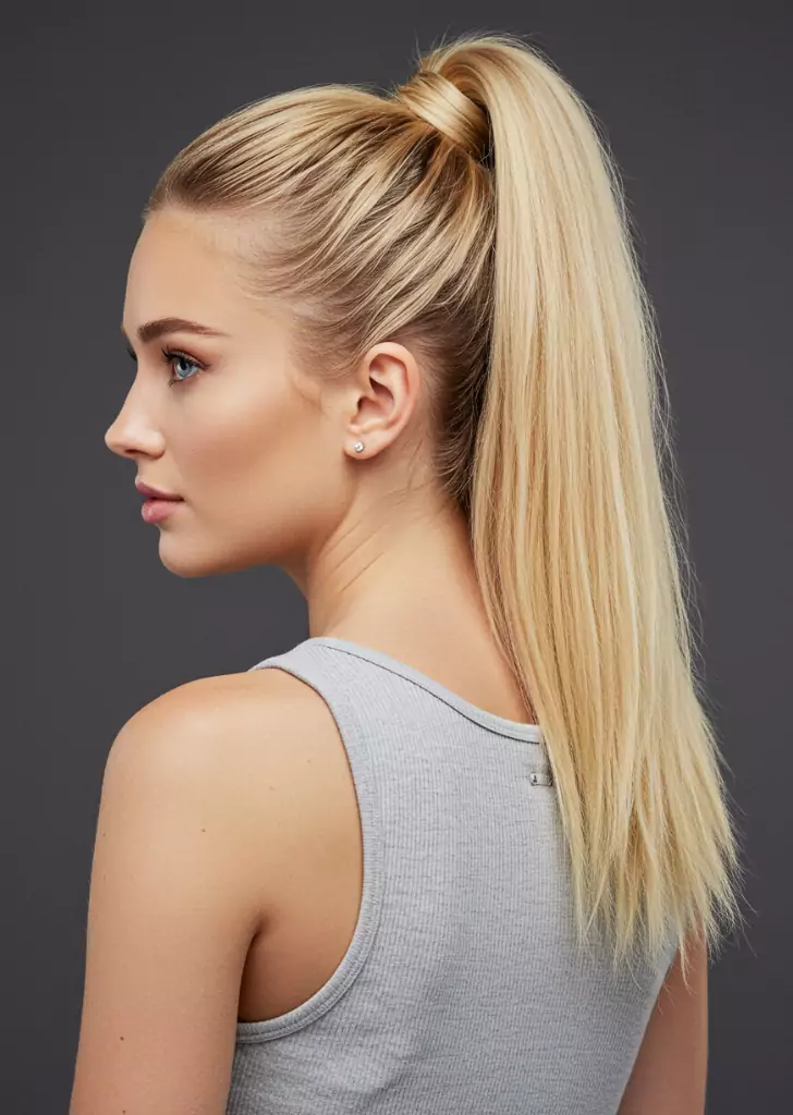 High Ponytail in Bright California Blonde
