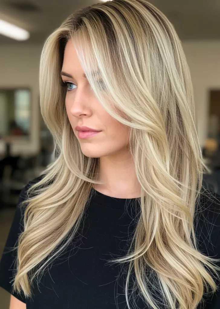 Long California Blonde Layers with Face-Framing Highlights