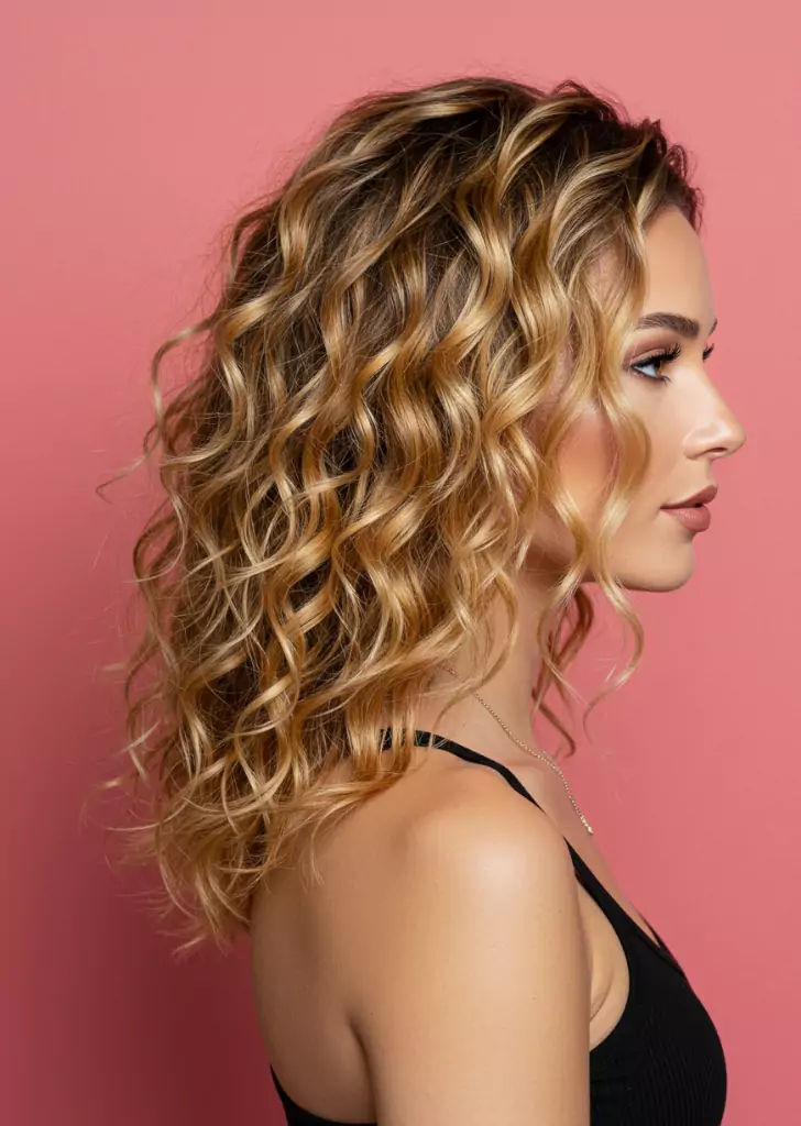 Mid-Length Curls in Vibrant California Blonde
