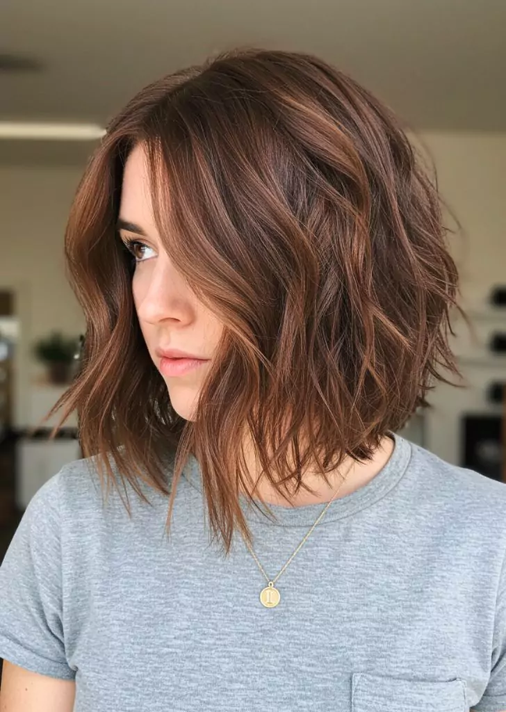 Shaggy Lob with Warm Tones