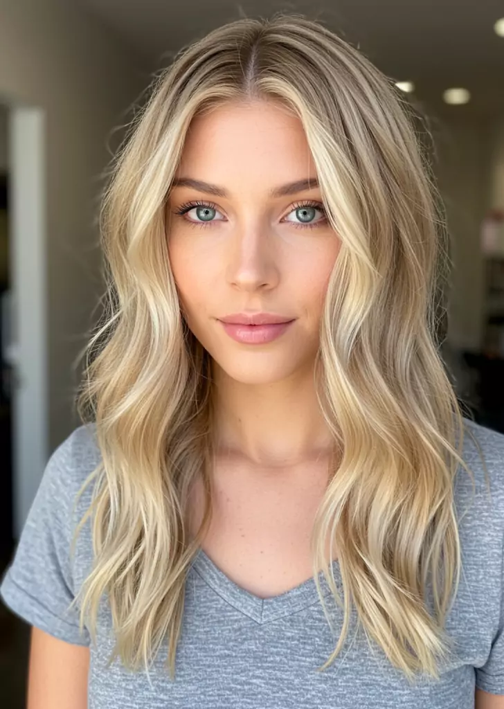 Sun-Kissed California Blonde Highlights on Tousled Waves