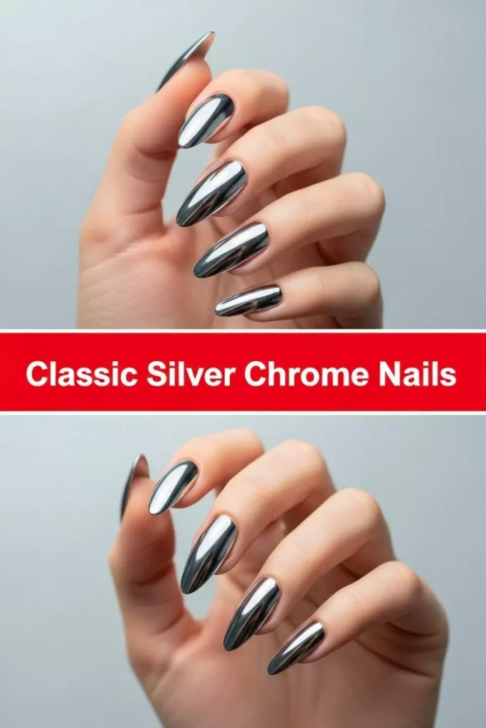 Classic Silver Chrome Nails