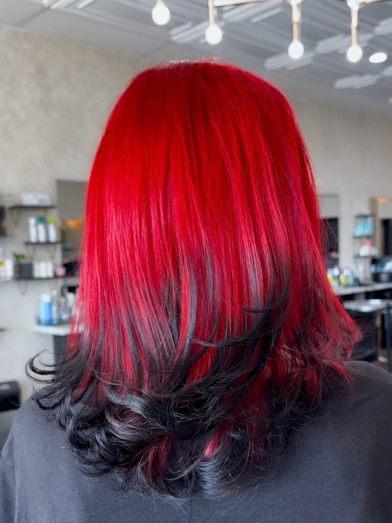 Fiery Red Streaks gothic hair