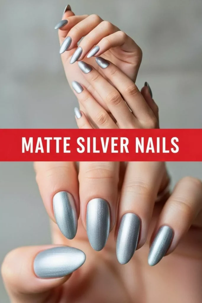Matte Silver Nails