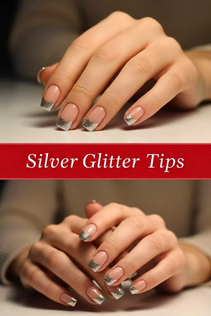 Silver Glitter Tips