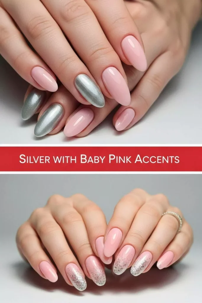  Silver with Baby Pink Accents