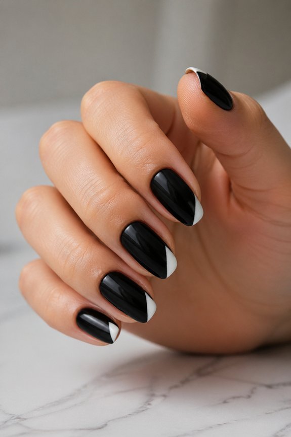 bold black french manicure