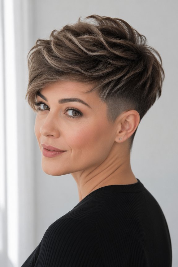 bold layered pixie fade