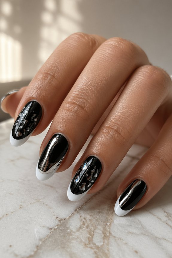 bold metallic french tips