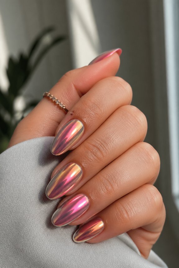 bright neon chrome nails
