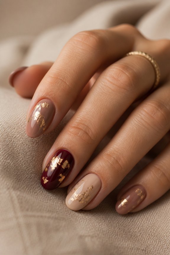 elegant gold leaf manicure