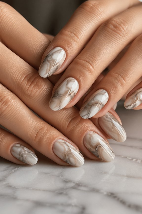 elegant marble swirl nails