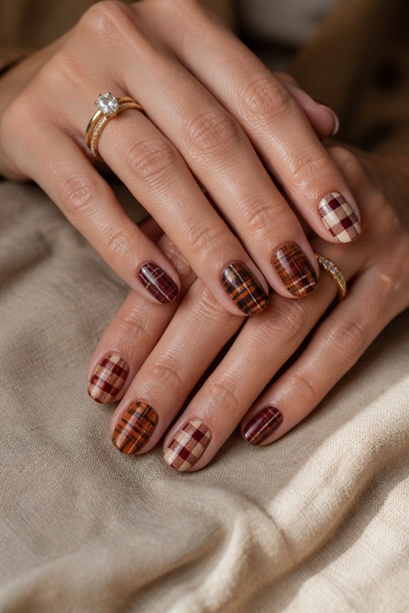 elegant plaid nails tutorial