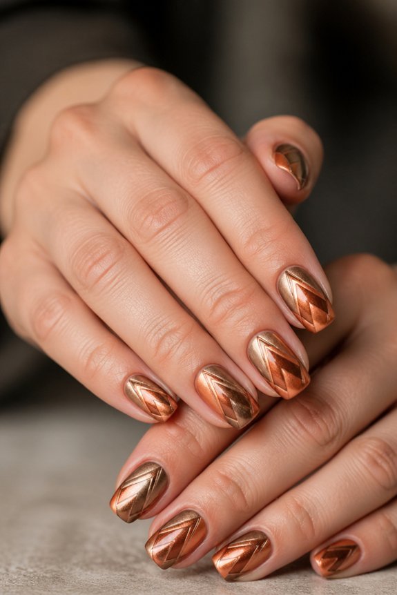 geometric metallic holiday nails