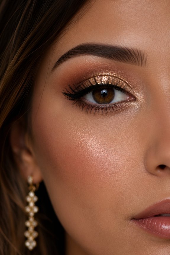 glittery eyes subtle lips