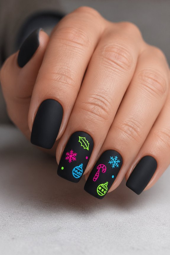matte black neon icons