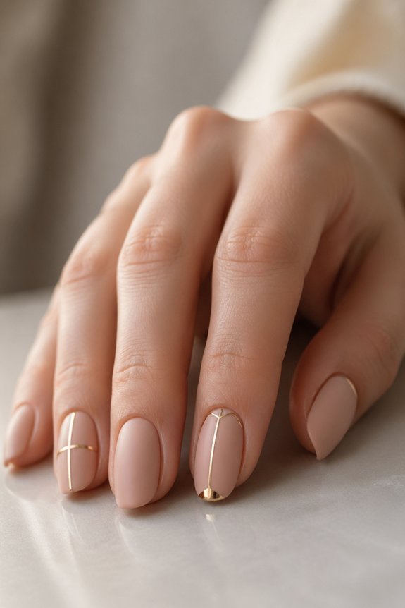 matte nails with metallic accents