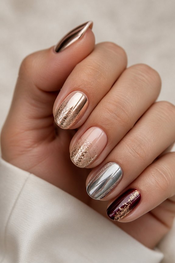 metallic glitter nail designs