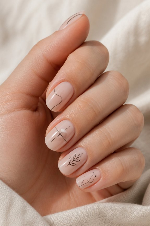minimalist line art nails