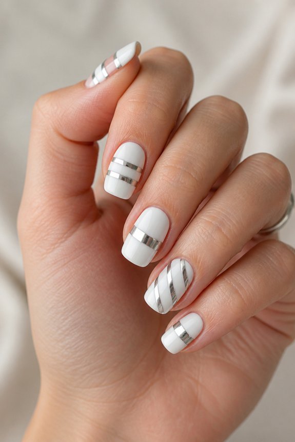 minimalist metallic nail design