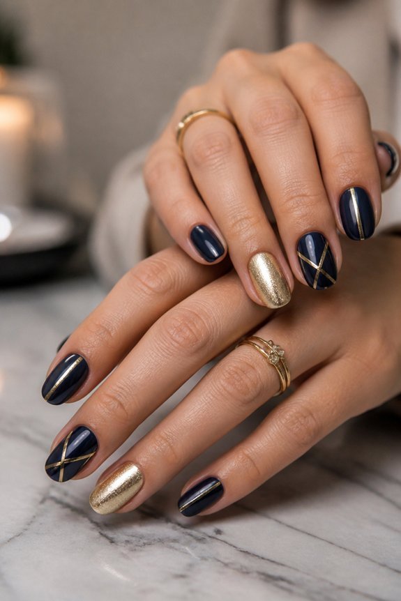 navy and metallic elegance