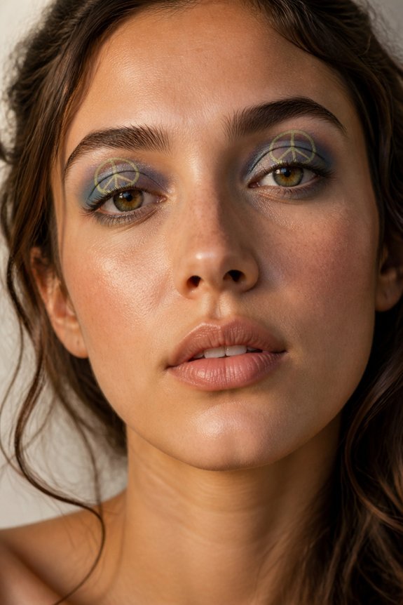 peace sign eye makeup