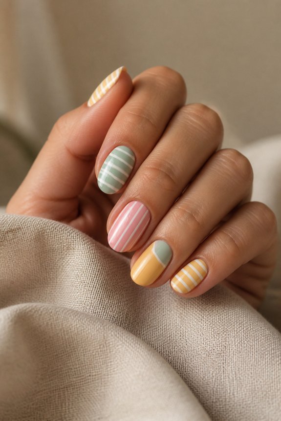 retro striped nail designs