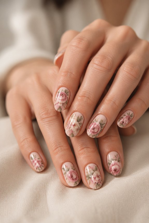 romantic floral nail designs