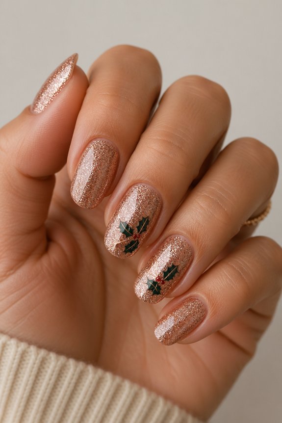 rose gold holiday nails