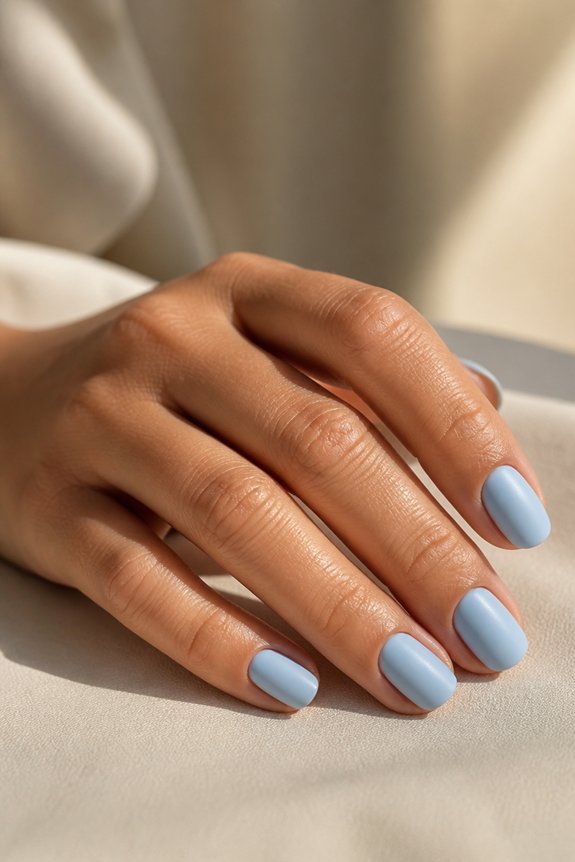 serene baby blue nails