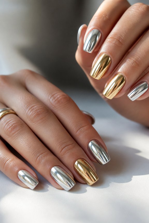 shiny metallic nail designs