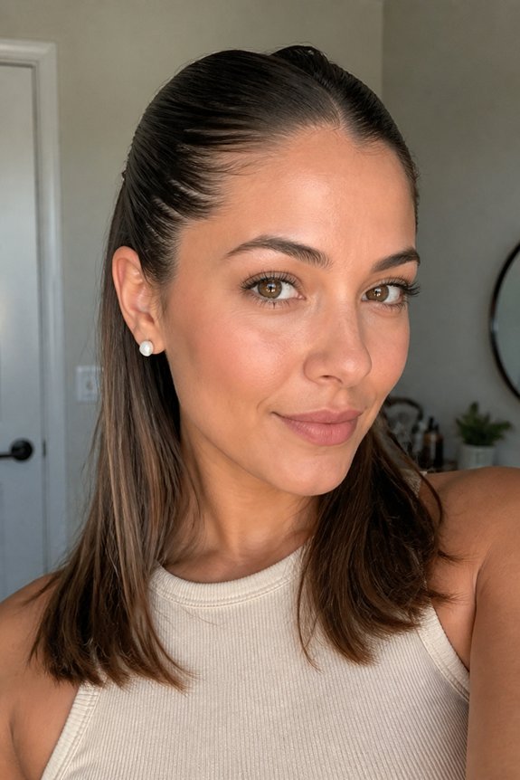 sleek half up hairstyle solution