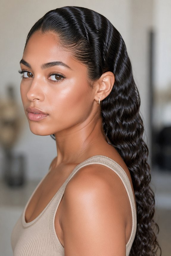 slicked back waves with volume