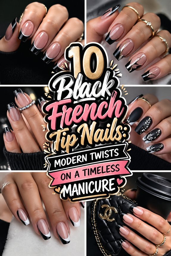 stylish black french tips