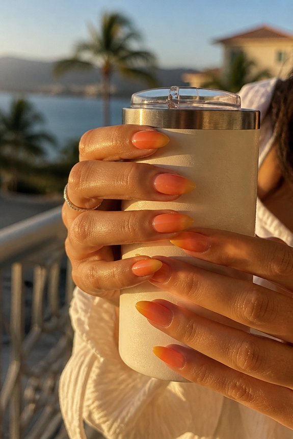 sunset gradient nail art
