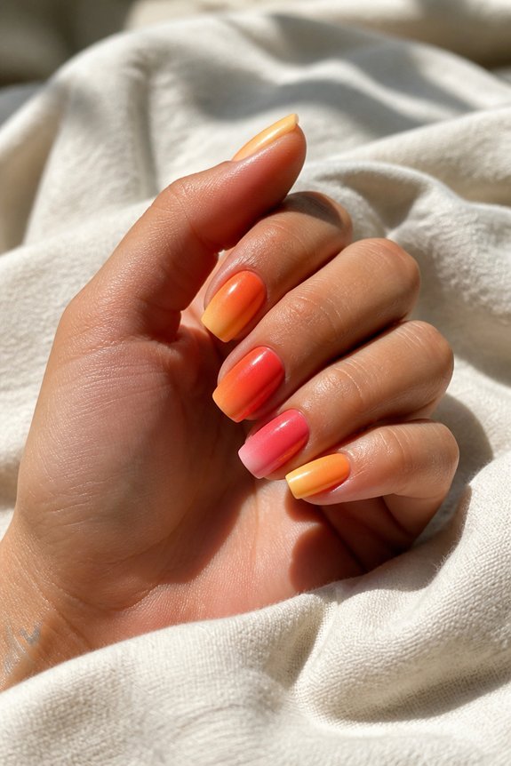 sunset nails with blending