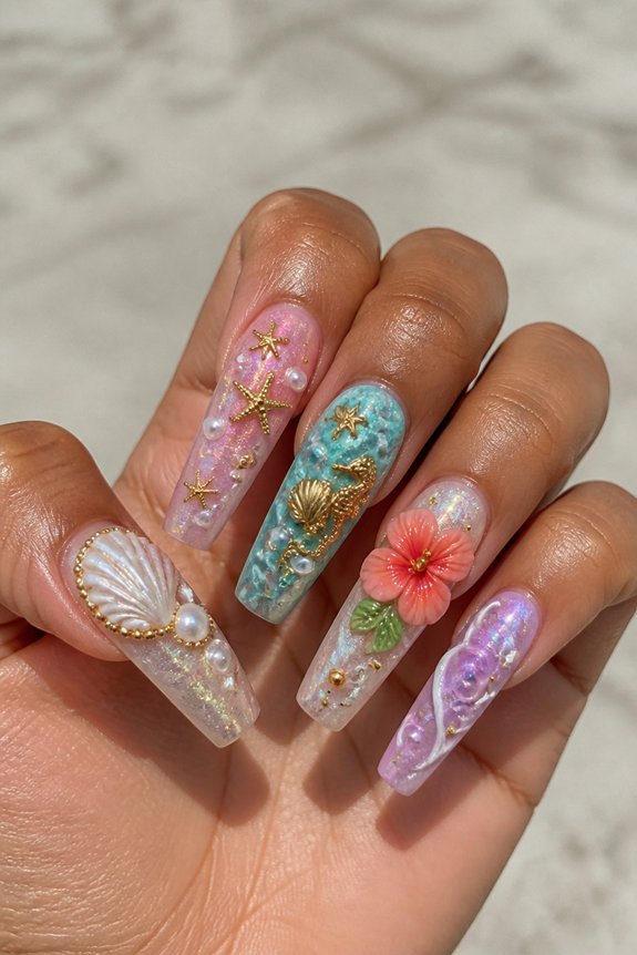 textured 3d summer nail art
