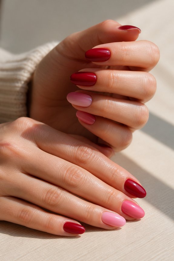 timeless red pink nail elegance