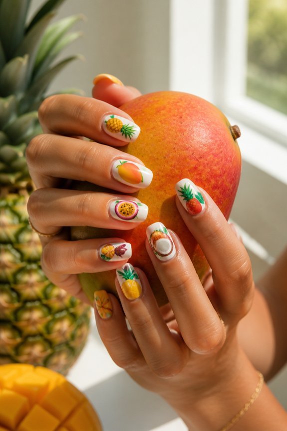 tropical fruit nail art