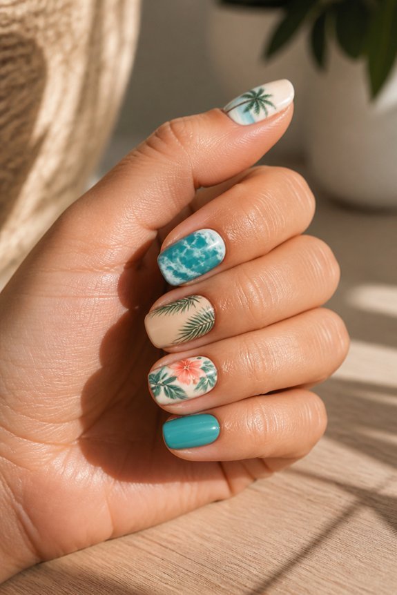 tropical palm summer manicure