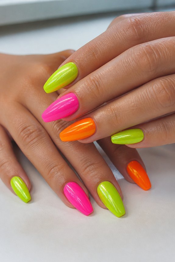 vibrant neon summer nails