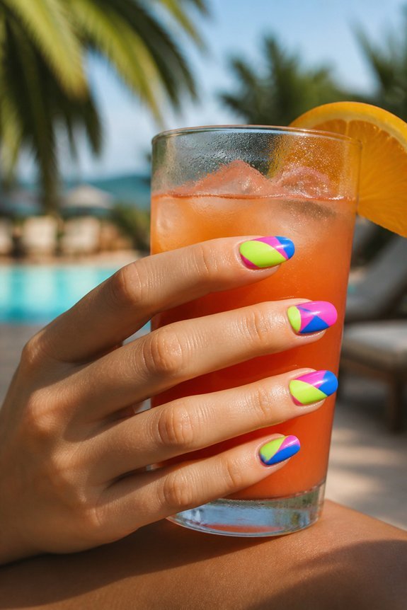 vibrant neon vacation nails