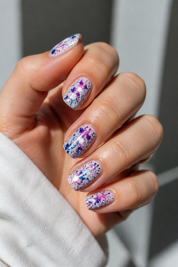 vibrant splatter nail art