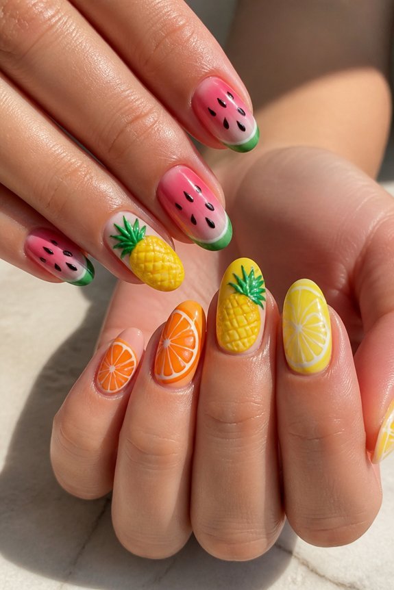 vibrant summer fruity nails